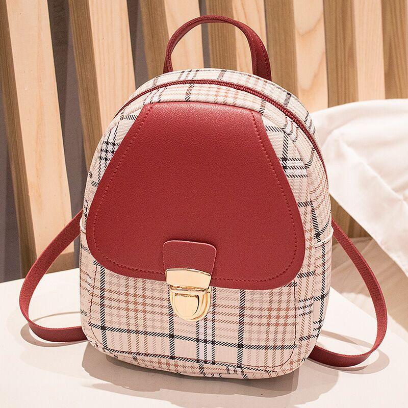 Michelle – Damen Rucksack mit Karo-Muster und Münzbörse