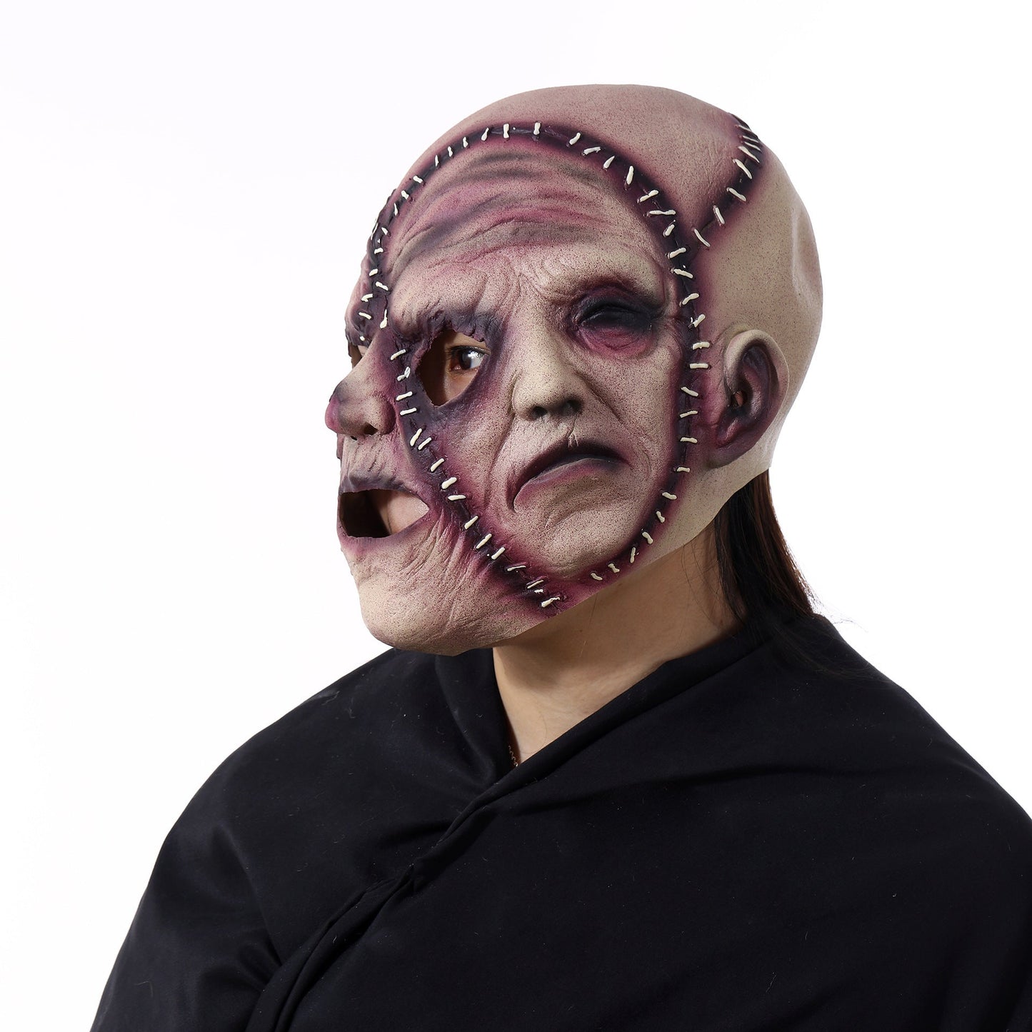 Halloween Horrormaske Drei-Seiten-Gesicht für Erwachsene – Gruselige Verkleidung für Kostümpartys & Deko