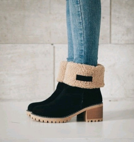 Amy – Damen Mittelhohe Stiefel aus Wildleder mit Dickem Absatz