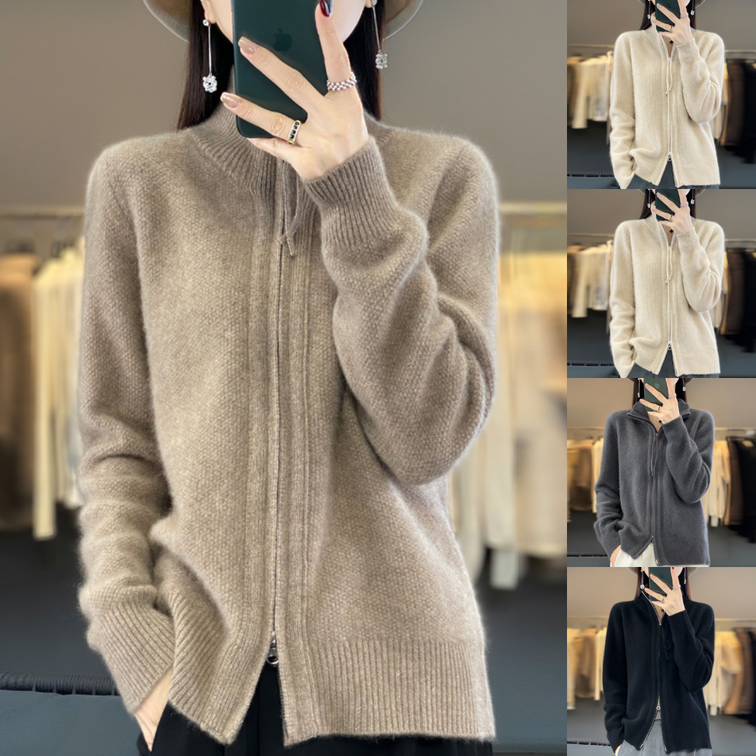 Damen Strickjacke mit Reißverschluss – Eleganter Cardigan für Alltag & Büro