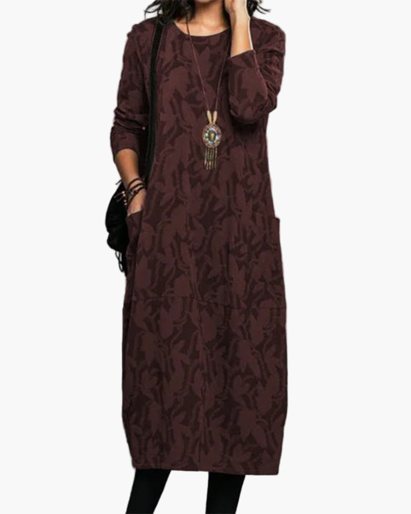 Damen Freizeitkleid Locker Elegant – Lässiges Langarm Kleid für Alltag und Büro