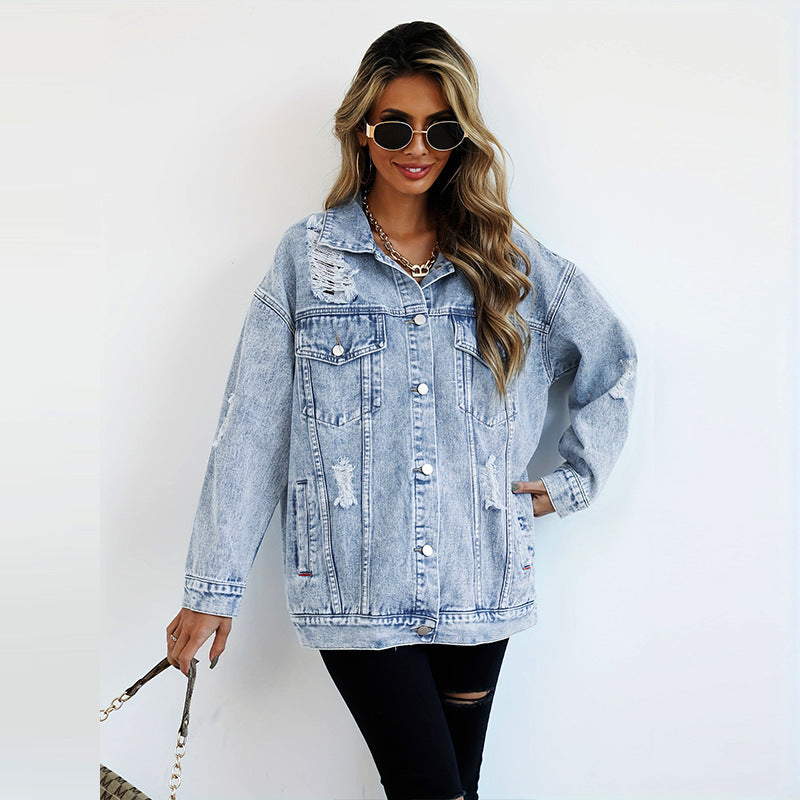 Lily – Boyfriend-Style Denimjacke mit Rissen