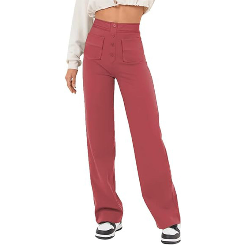 Carly – Weite Damenhose mit Taschen und Knopfdetails