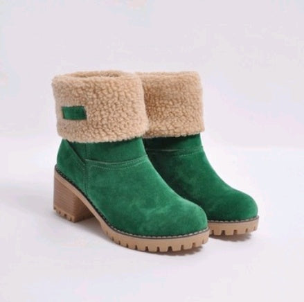 Amy – Damen Mittelhohe Stiefel aus Wildleder mit Dickem Absatz