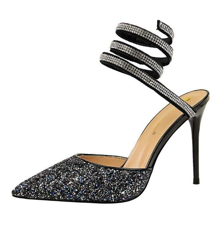 Natasha – Glänzende Pailletten-Sandaletten mit Stiletto-Absatz