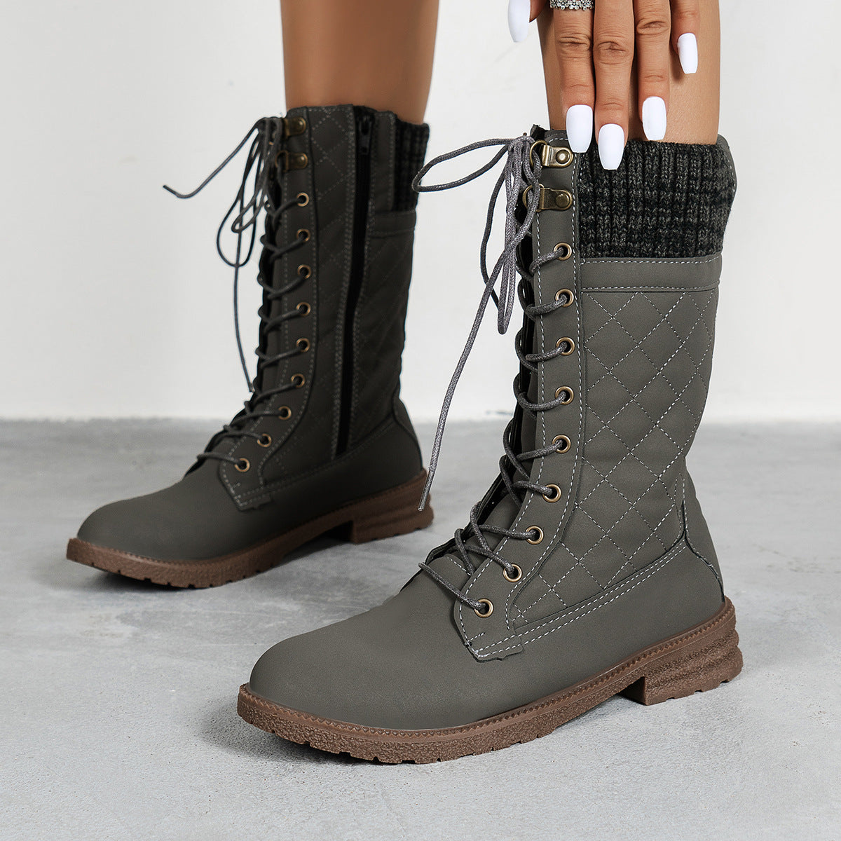 Mary – Damen-Cowboystiefel mit Blockabsatz und Schnürung