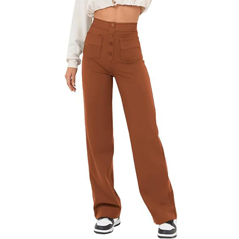 Carly – Weite Damenhose mit Taschen und Knopfdetails