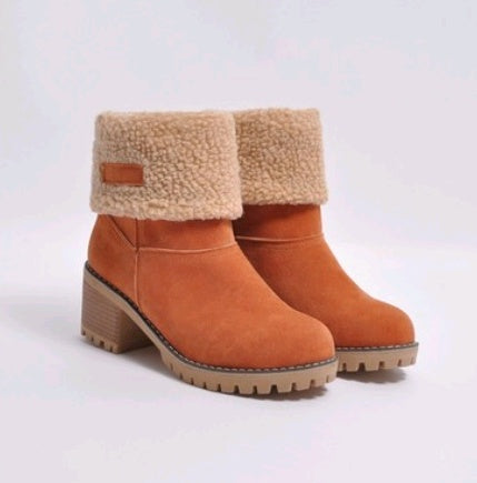 Amy – Damen Mittelhohe Stiefel aus Wildleder mit Dickem Absatz
