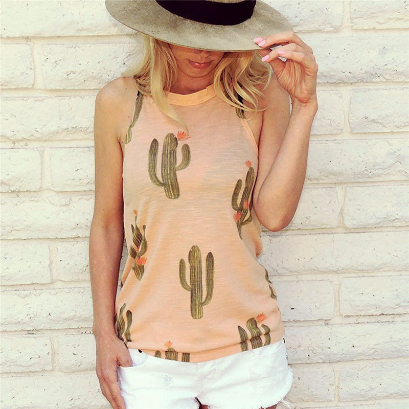 Melanie – Sommerliches Damen T-Shirt mit Kaktus-Print im Harajuku-Stil
