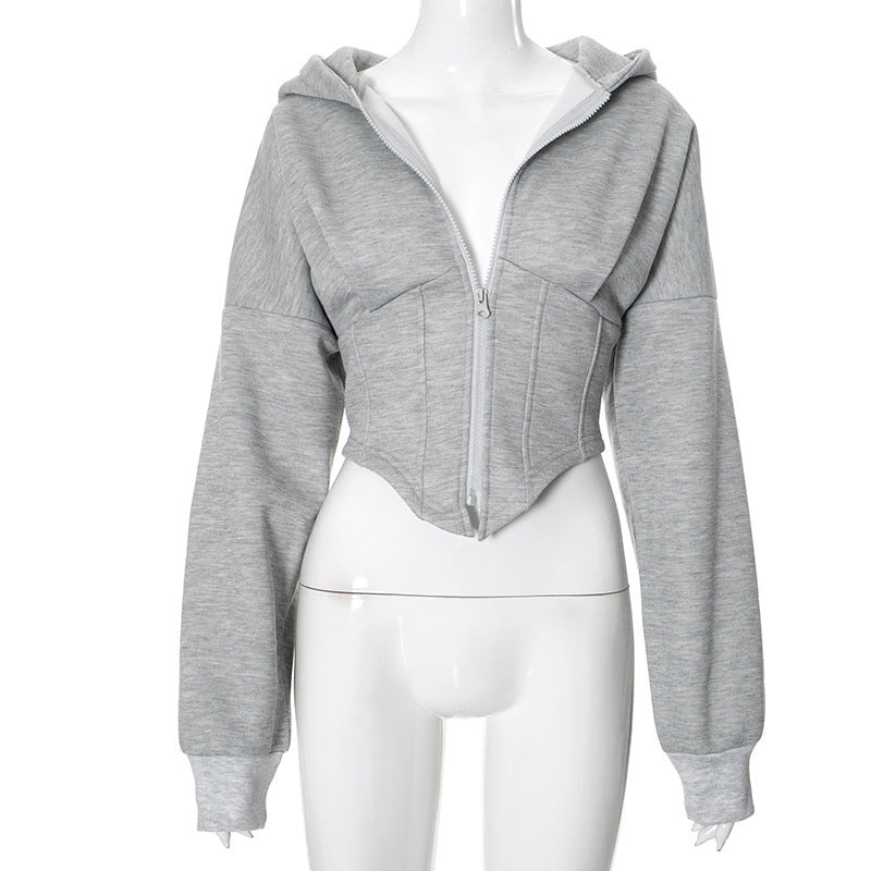 Miranda – Lange Kapuzenjacke mit Korsettstil