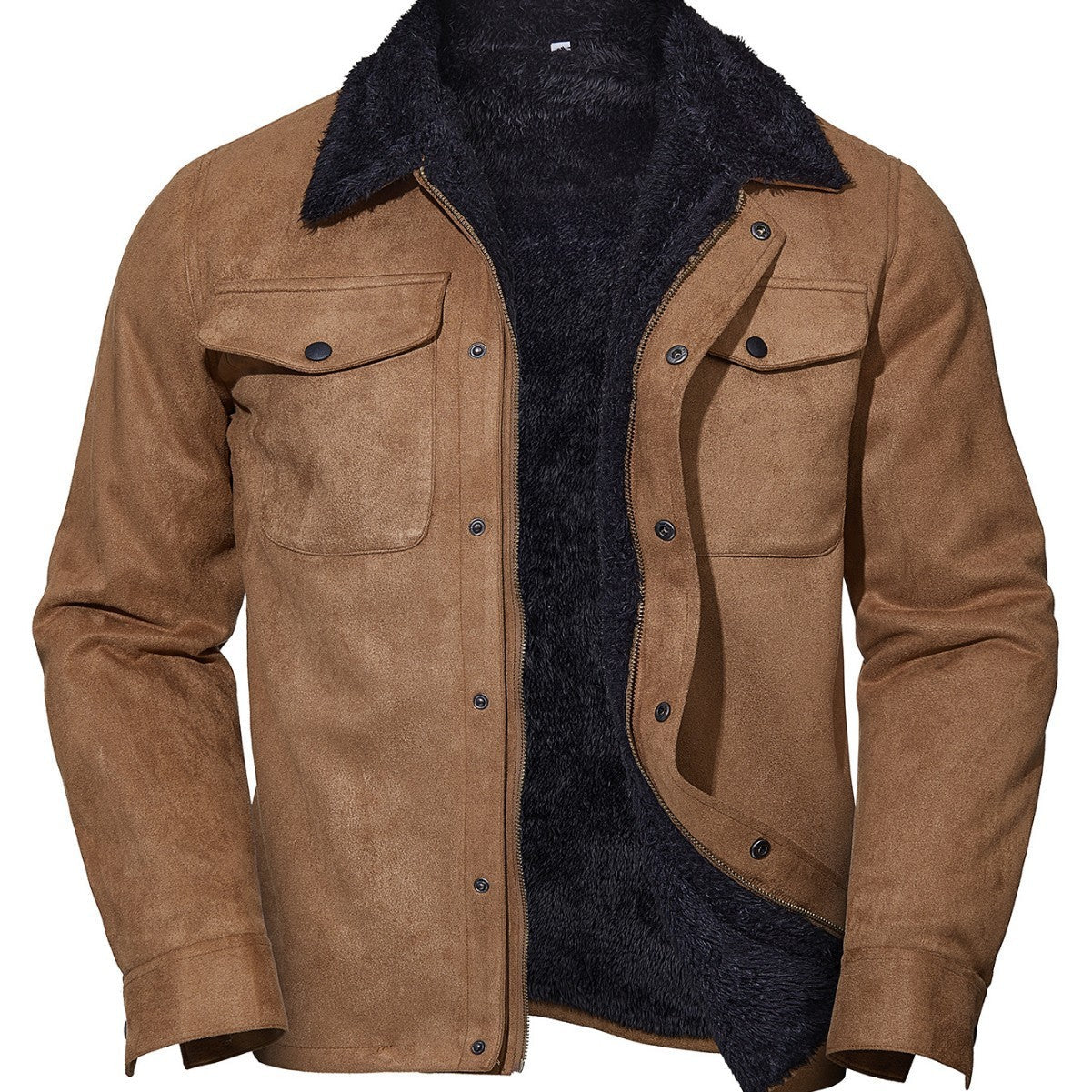 John – Lässiger Vintage-Herrenmantel aus Wildleder mit Revers