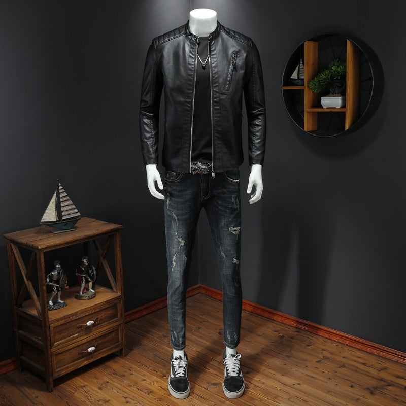 Gregory – Große Größen Herrenjacke aus veganem Leder mit Stehkragen