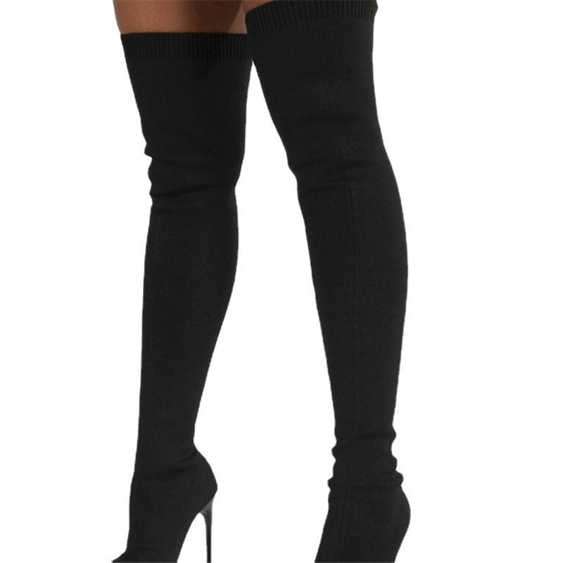 Mandy – Strickstiefel mit hohem Absatz über dem Knie