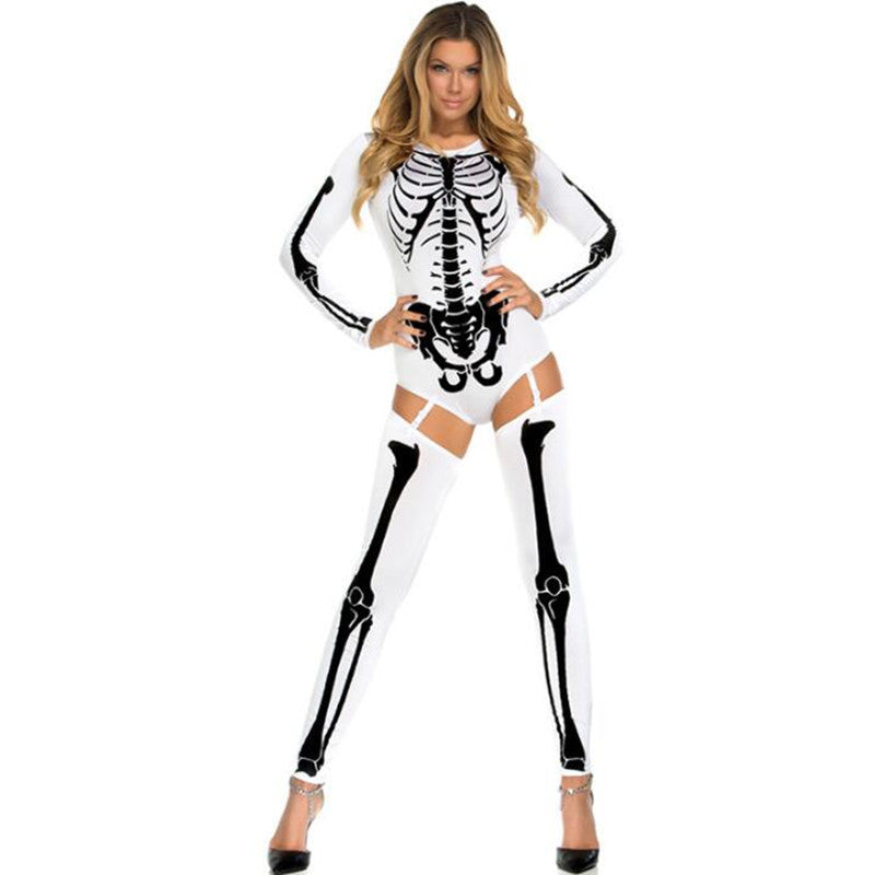 Damen Halloween Skelett Kostüm Body für Party & Verkleidung