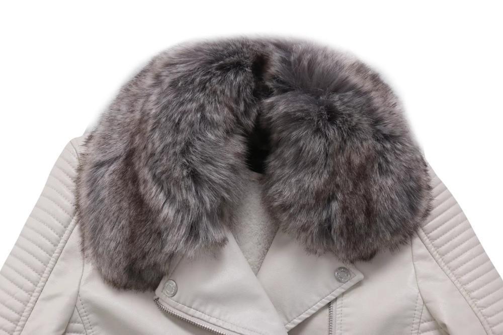 Phoebe – Abnehmbare Kunstpelzkragenjacke aus Kunstleder