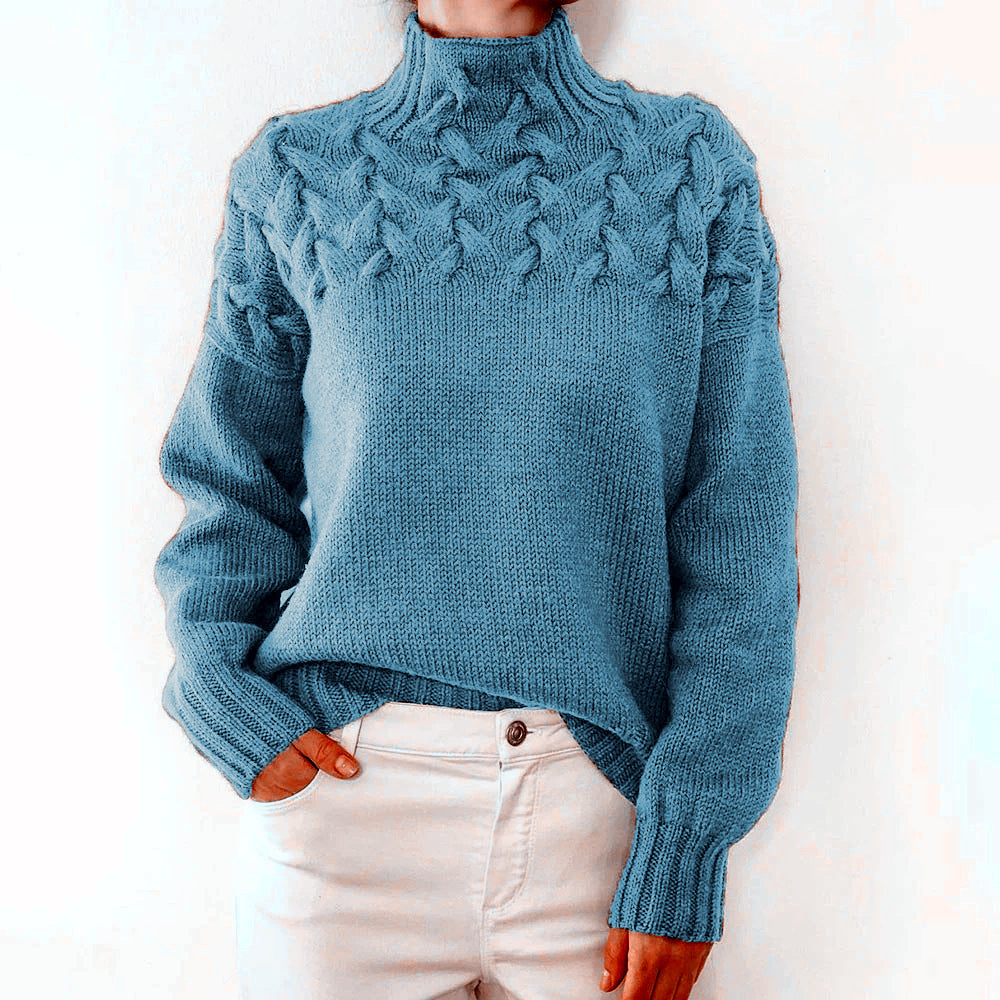 Aaron – Modischer Pullover mit Zopfstrick und hohem Kragen