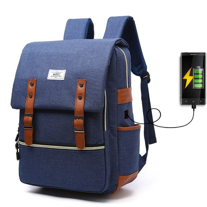 Abigail – Vintage Canvas-Rucksack mit USB-Anschluss