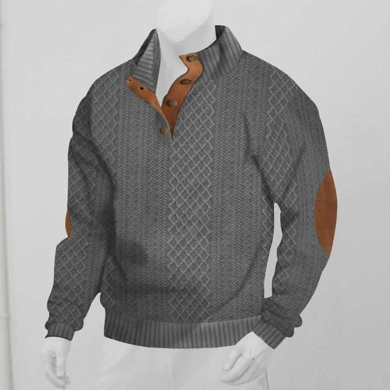 Wayne – Jacquard-Strickpullover mit Stehkragen