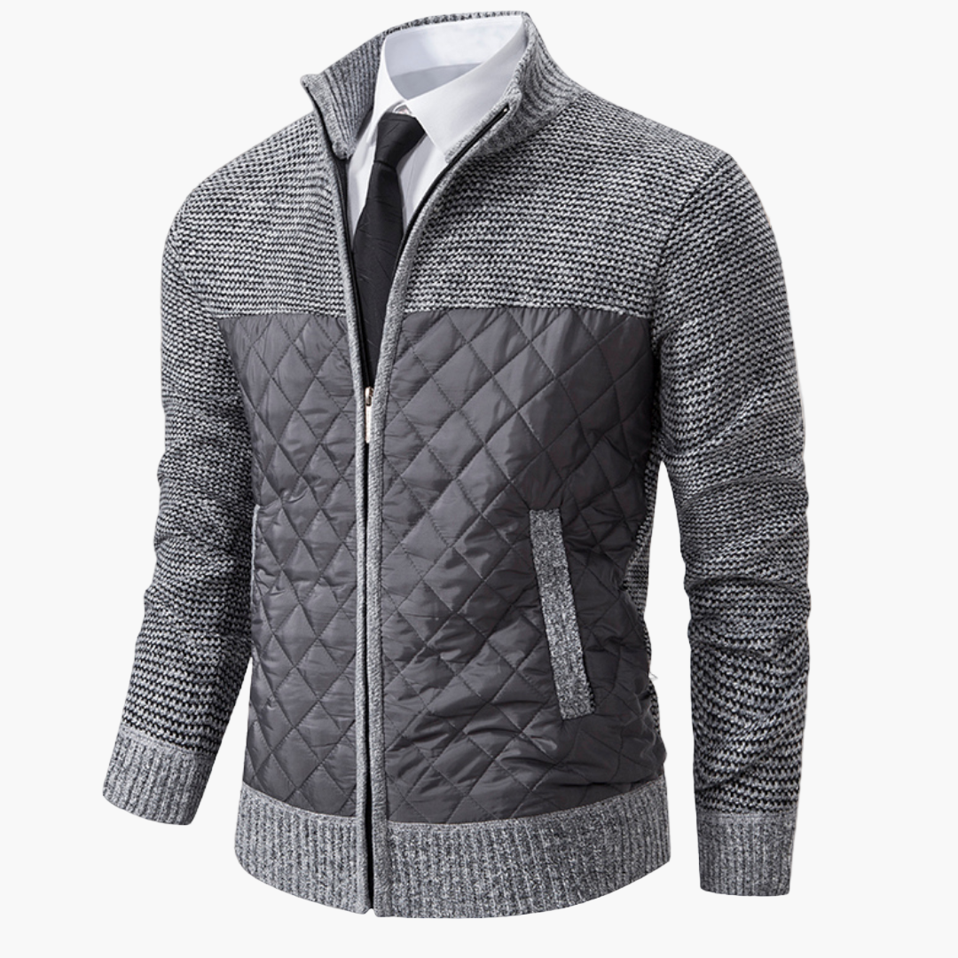 Herren Strickjacke mit Stehkragen – Eleganter Business Casual Look für Büro und Freizeit