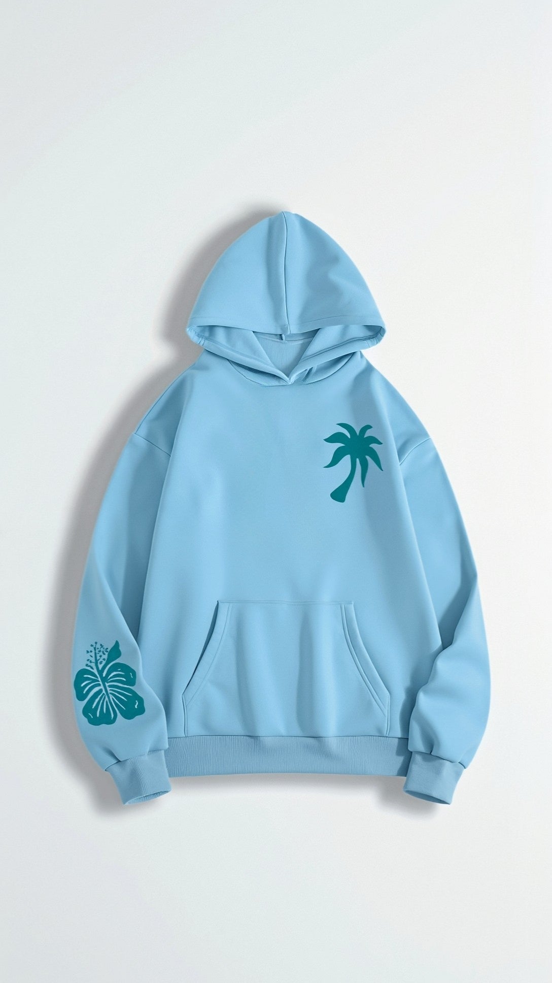 Damen Oversized Kapuzenpullover mit tropischen Stickereien – Lässiger Streetstyle Hoodie für Alltag und Freizeit