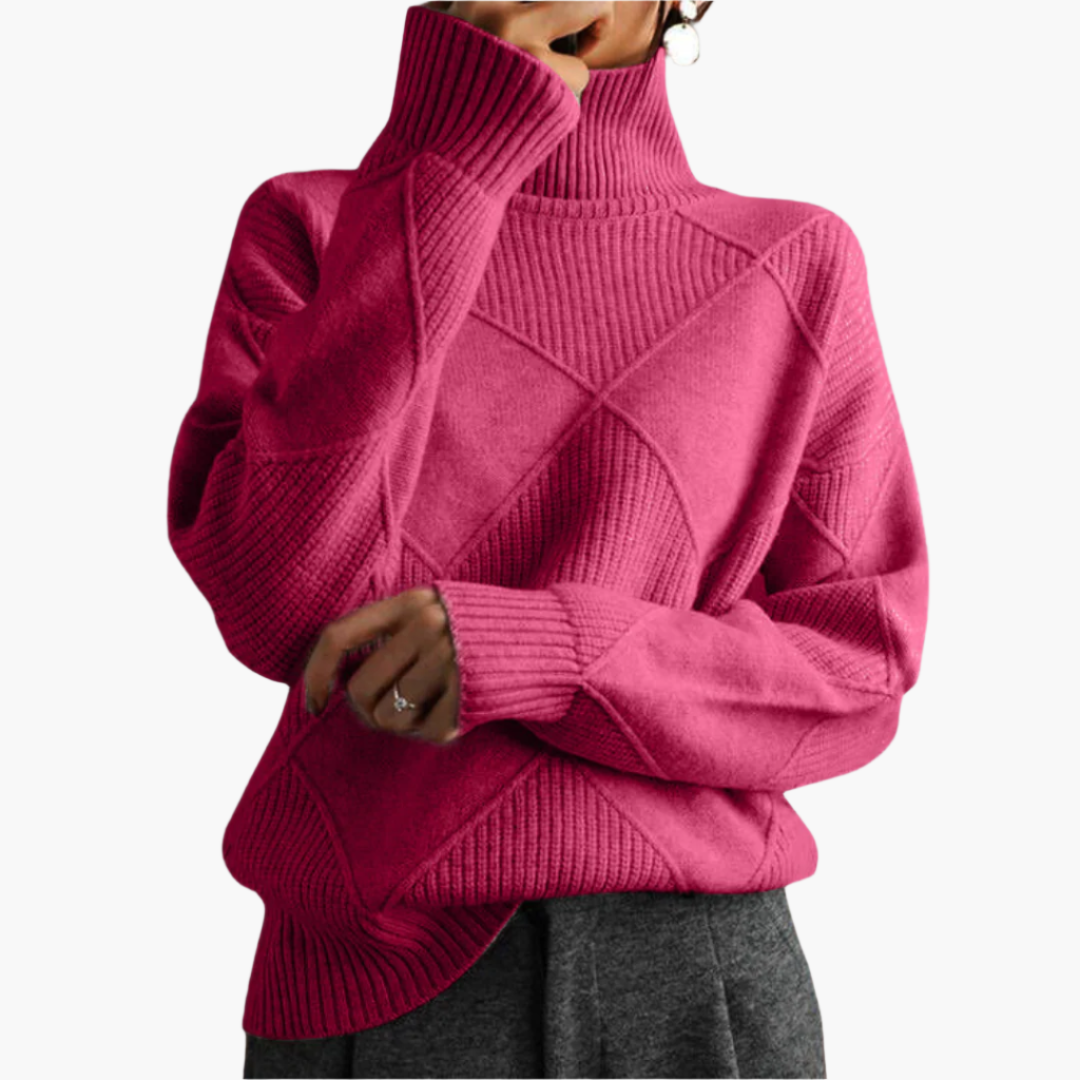 Damen Strickpullover im modernen Rauten-Design – Stilvoller Freizeitpullover für Herbst und Winter