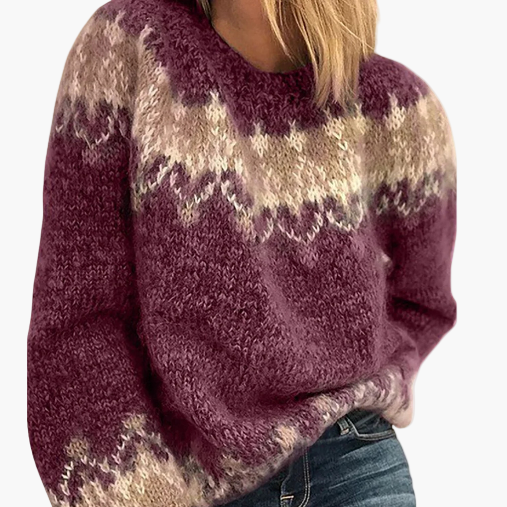 Damen Strickpullover im Norweger-Stil – Gemütlicher Winterpullover für Freizeit und Alltag