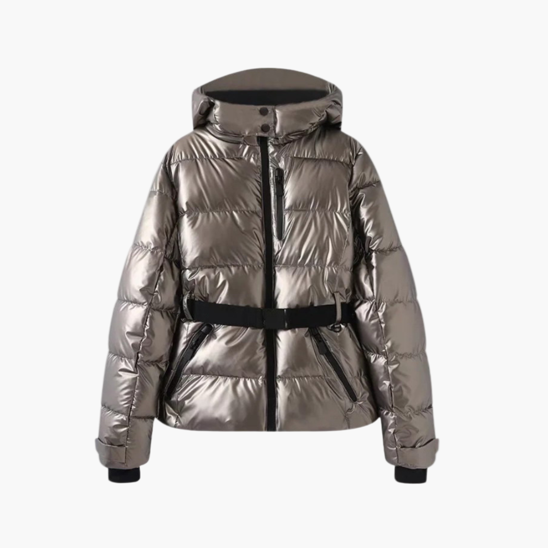 Damen Steppjacke mit Gürtel und Kapuze – Modische, Wasserabweisende Pufferjacke für Winter & Alltag