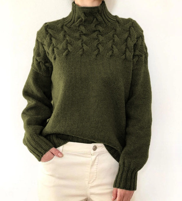 Aaron – Modischer Pullover mit Zopfstrick und hohem Kragen