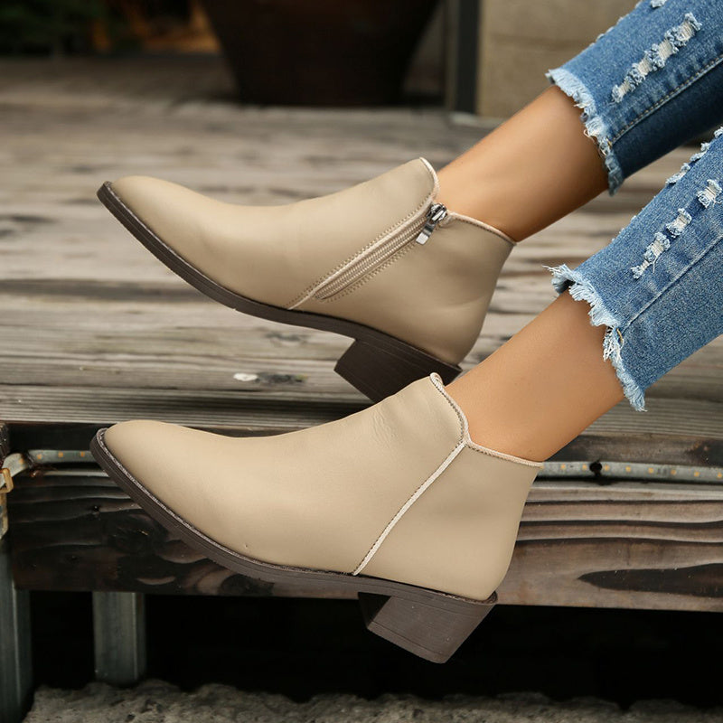 Shirley – Chunky Damenstiefel mit mittlerem Absatz und Seitenreißverschluss