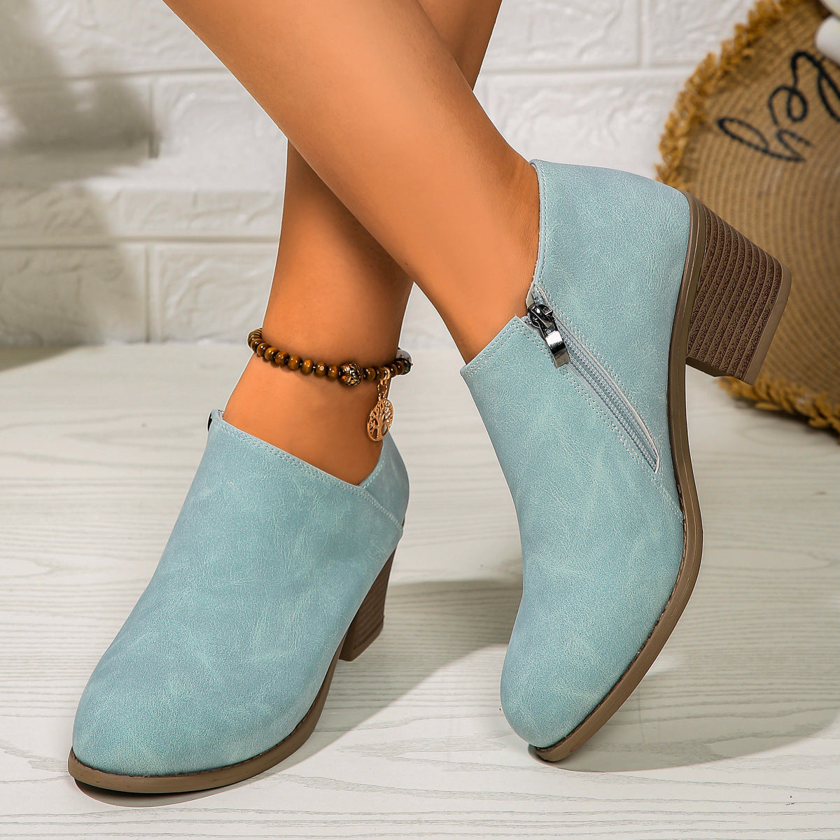 Catherine – Stilvolle Damenstiefeletten mit Blockabsatz und Reißverschluss