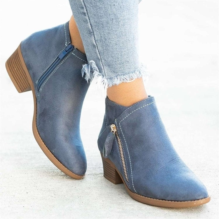 Zoe – Damenstiefeletten mit Seitlichem Reißverschluss und Niedrigem Absatz