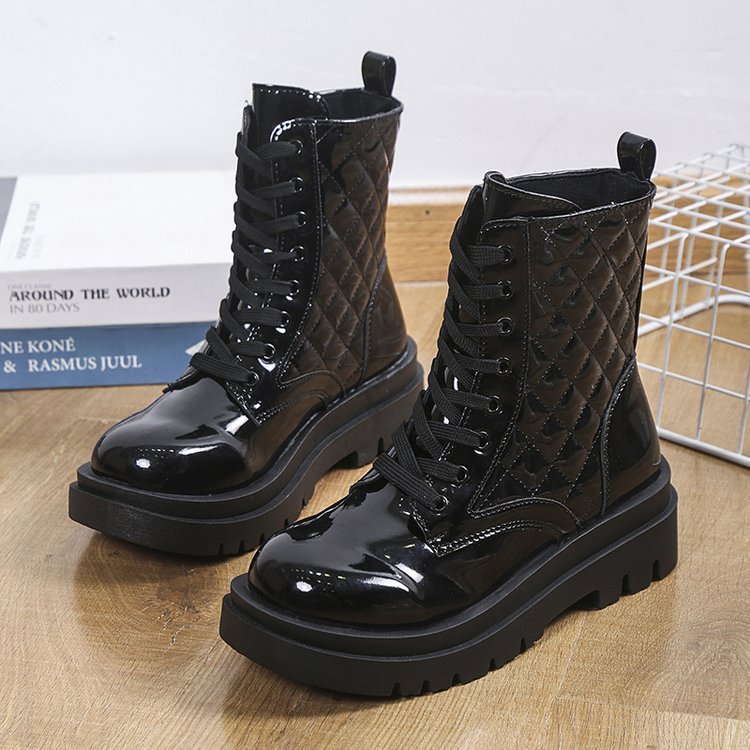 Barbara – Schnürstiefeletten mit Dickem Absatz und Minimalistischem Design