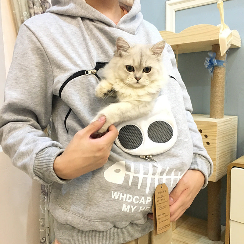 Karen – Damen Kapuzenpullover mit Katzen-Taschen-Design