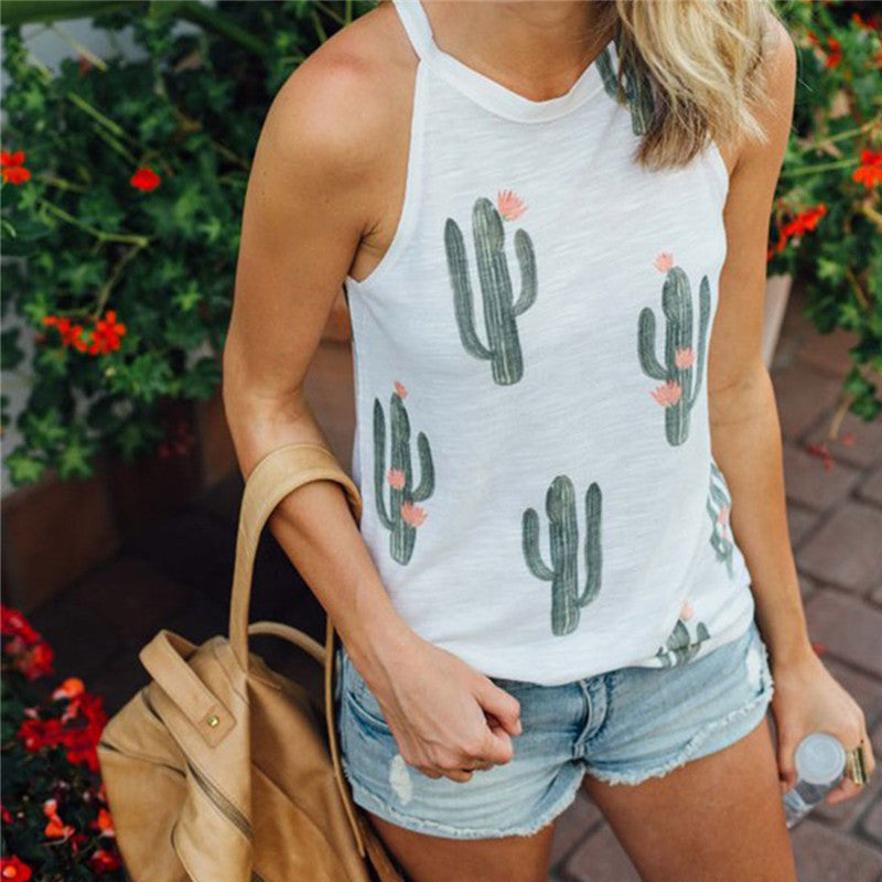 Melanie – Sommerliches Damen T-Shirt mit Kaktus-Print im Harajuku-Stil