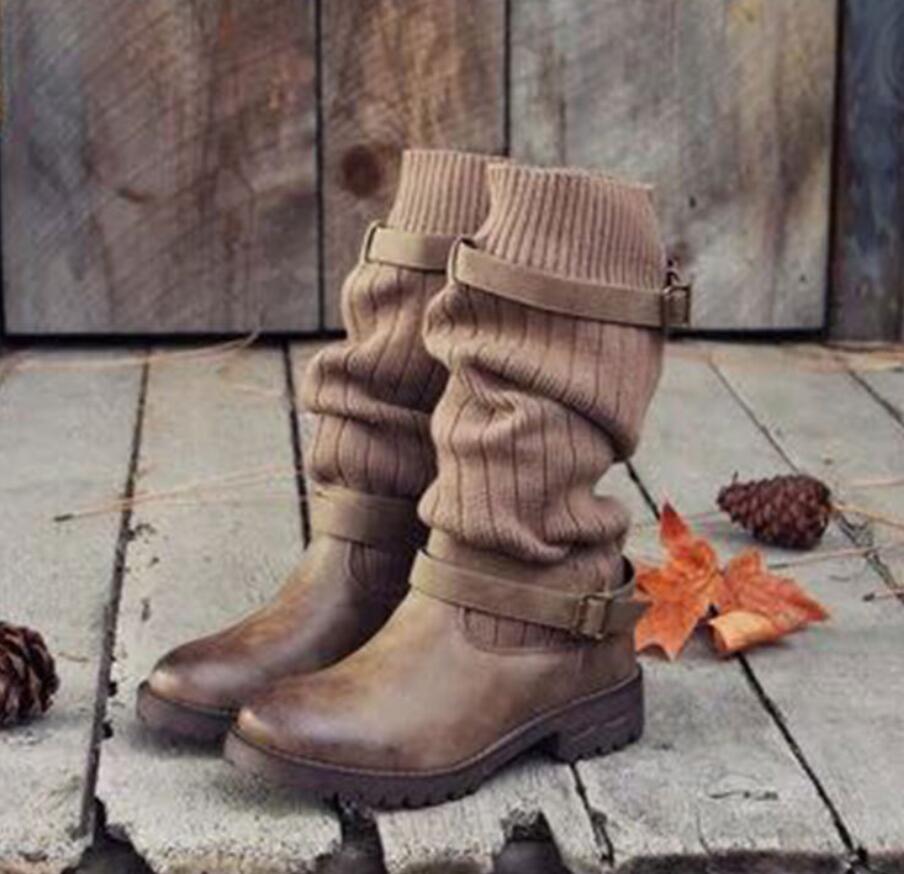 Lydia – Warme Winterstiefeletten aus Strickwolle und Plüsch