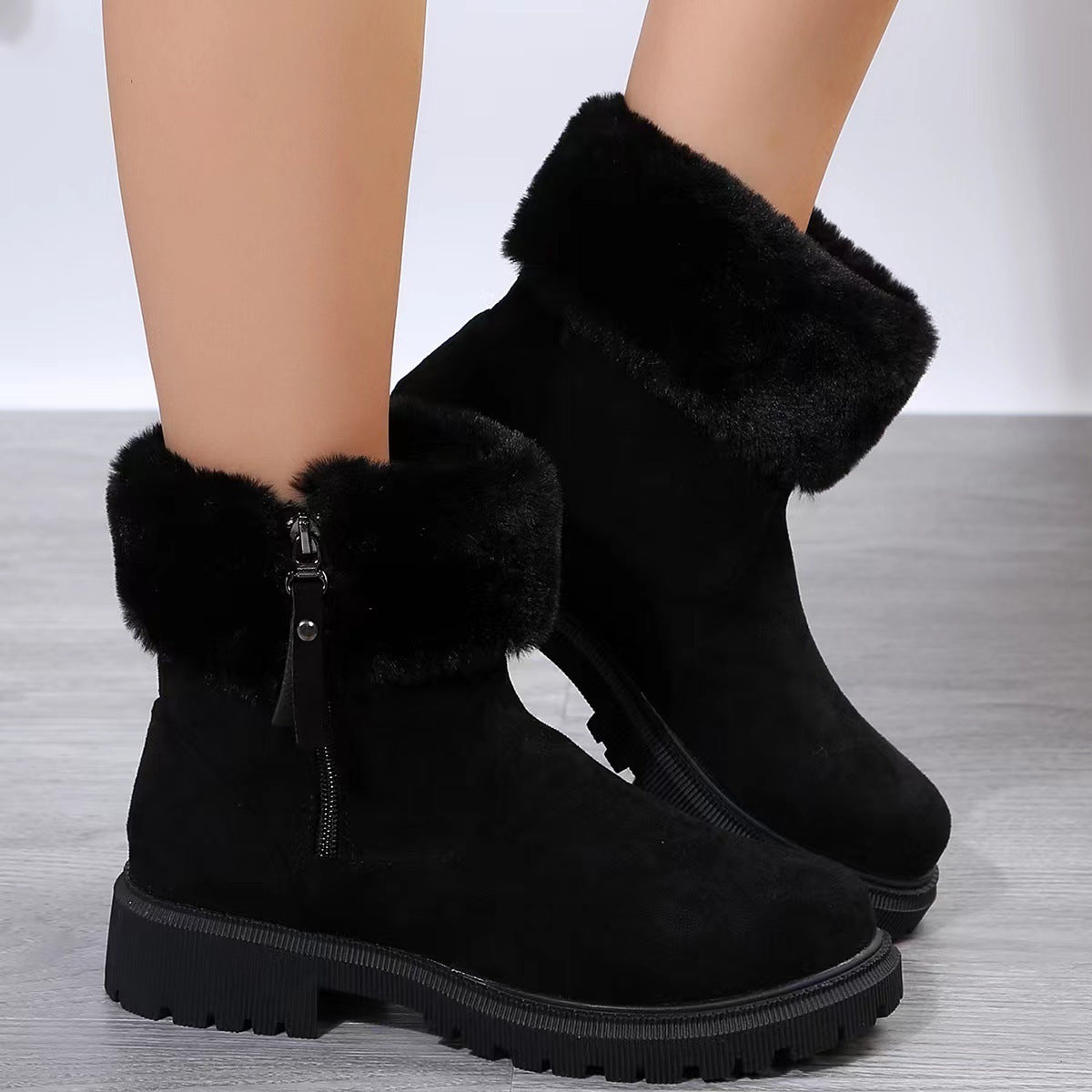 Nicola – Warme Plüschstiefel mit Seitenreißverschluss