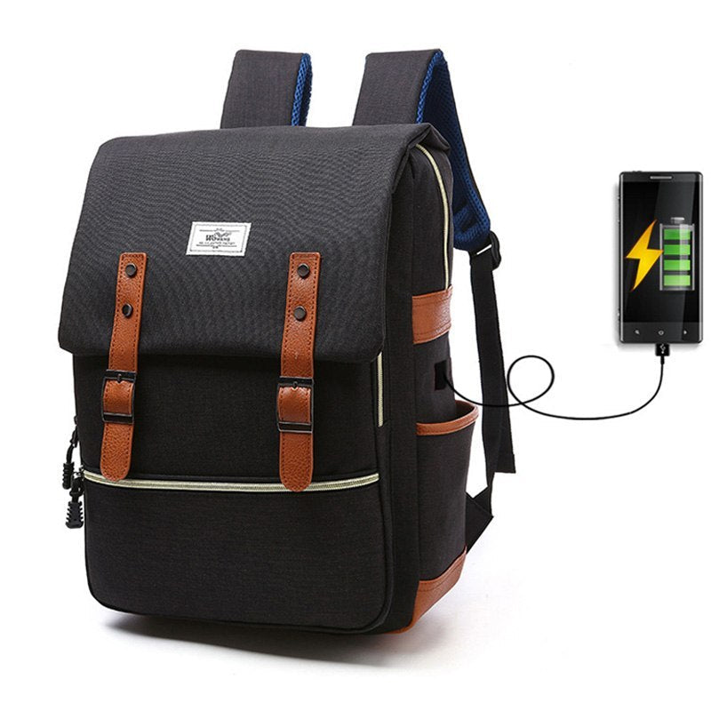 Abigail – Vintage Canvas-Rucksack mit USB-Anschluss