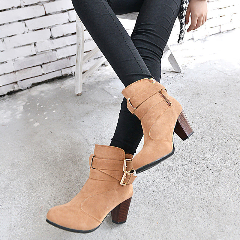 Natasha – Leder Damenstiefeletten mit hohem Absatz und warmem Innenfutter