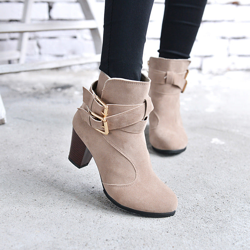 Natasha – Leder Damenstiefeletten mit hohem Absatz und warmem Innenfutter