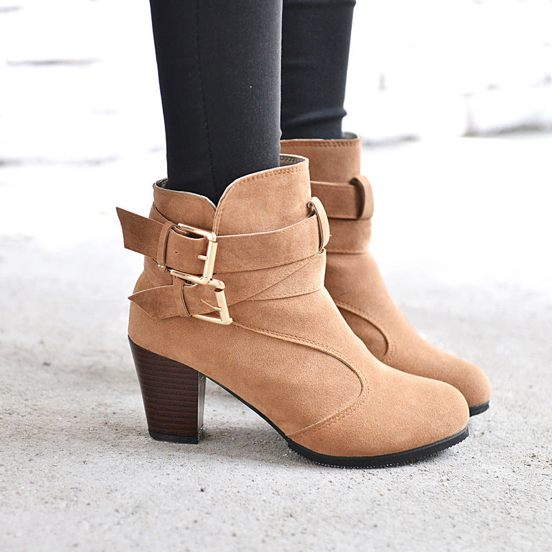 Natasha – Leder Damenstiefeletten mit hohem Absatz und warmem Innenfutter