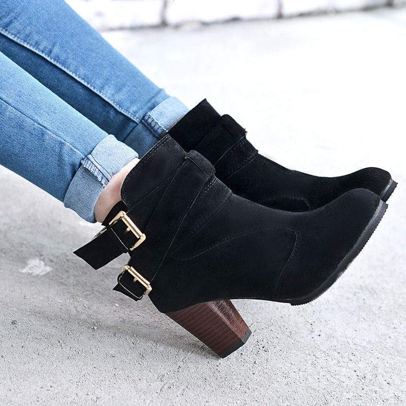 Natasha – Leder Damenstiefeletten mit hohem Absatz und warmem Innenfutter