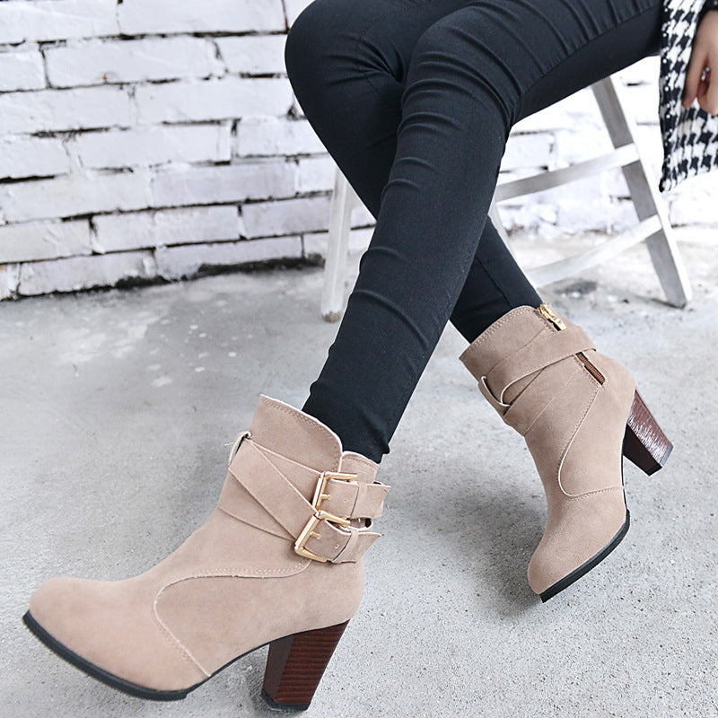 Natasha – Leder Damenstiefeletten mit hohem Absatz und warmem Innenfutter
