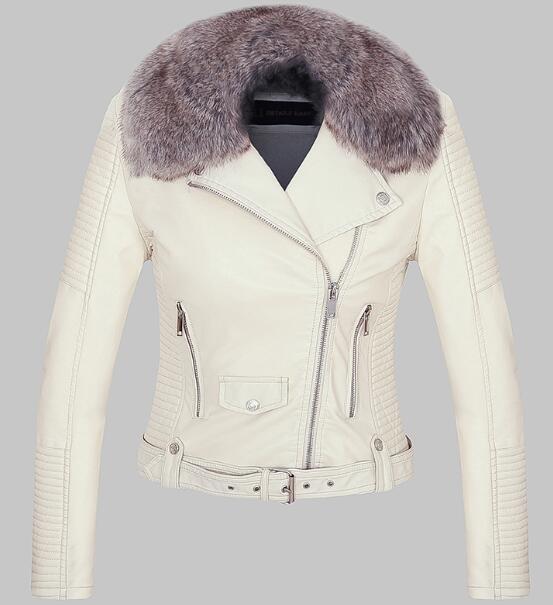 Phoebe – Abnehmbare Kunstpelzkragenjacke aus Kunstleder