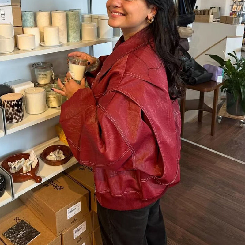 Nicola – Coole Damen-Lederjacke mit Reißverschluss