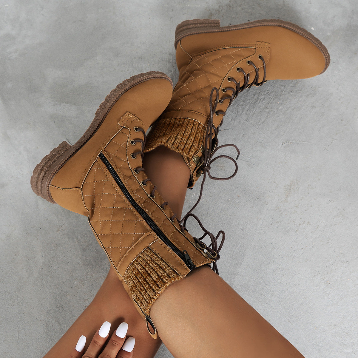 Mary – Damen-Cowboystiefel mit Blockabsatz und Schnürung
