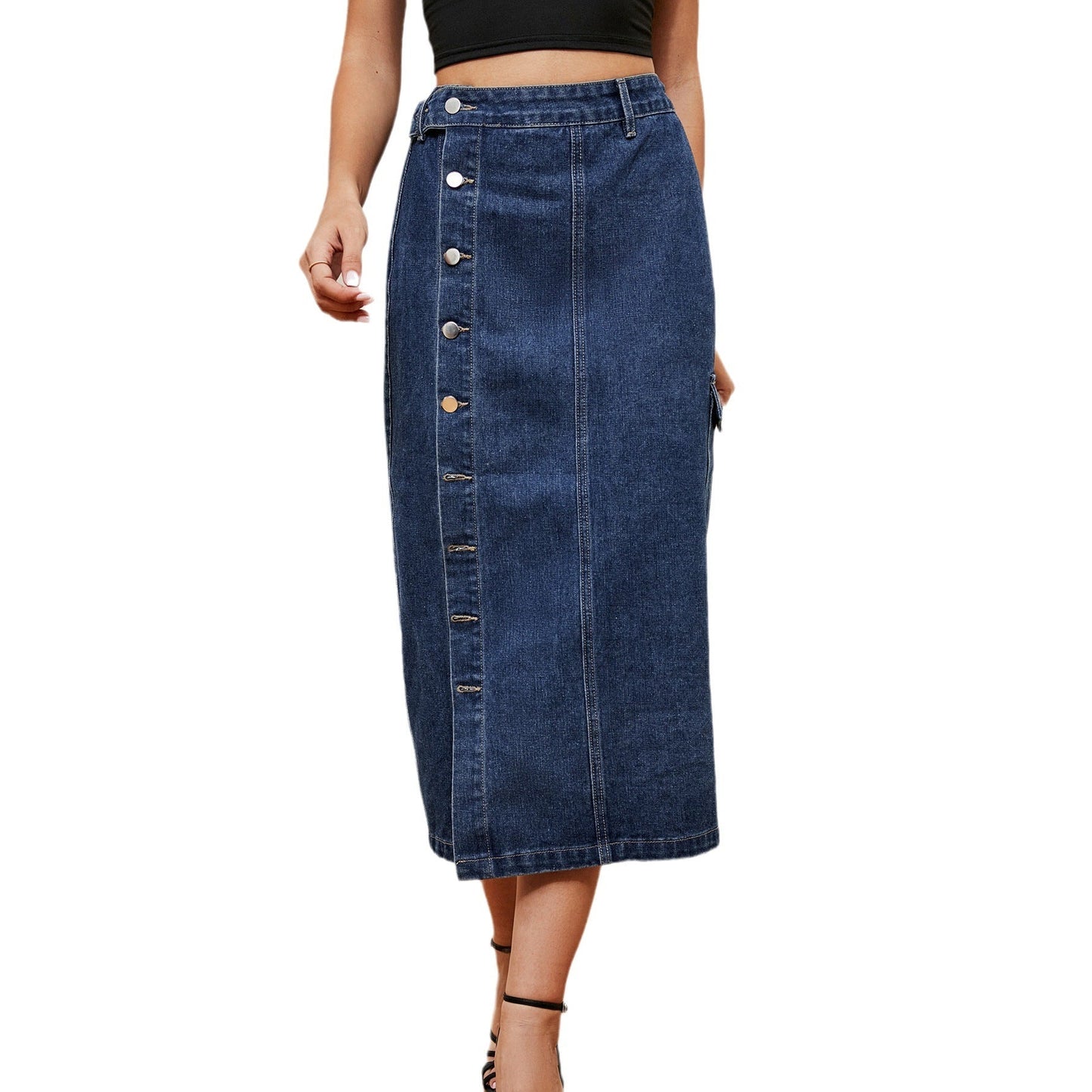 Melanie – Halb Elastischer Denim Cargorock
