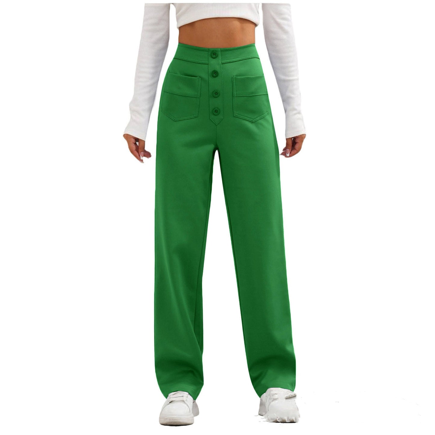 Carly – Weite Damenhose mit Taschen und Knopfdetails