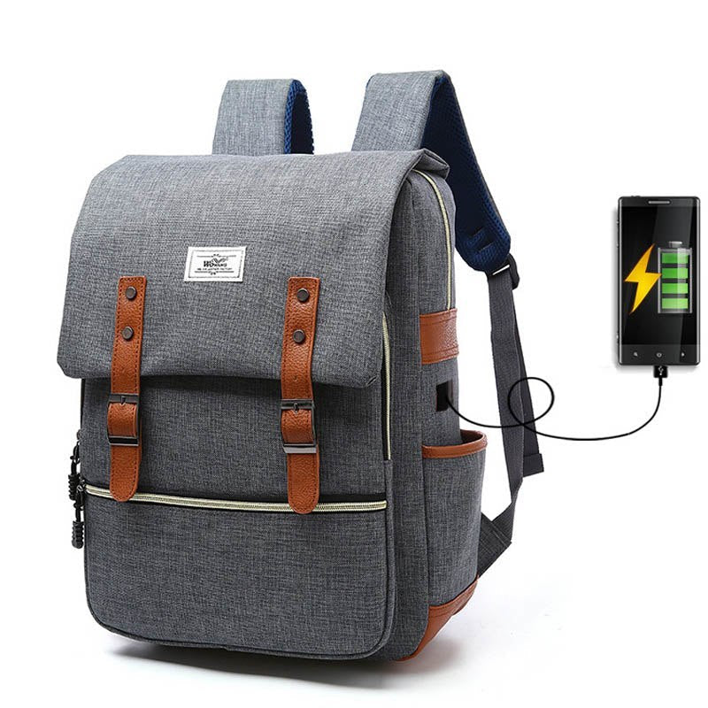 Abigail – Vintage Canvas-Rucksack mit USB-Anschluss