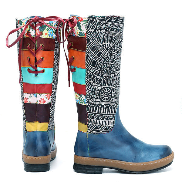 Christina – Bohemian Retro Motorradstiefel aus Echtleder