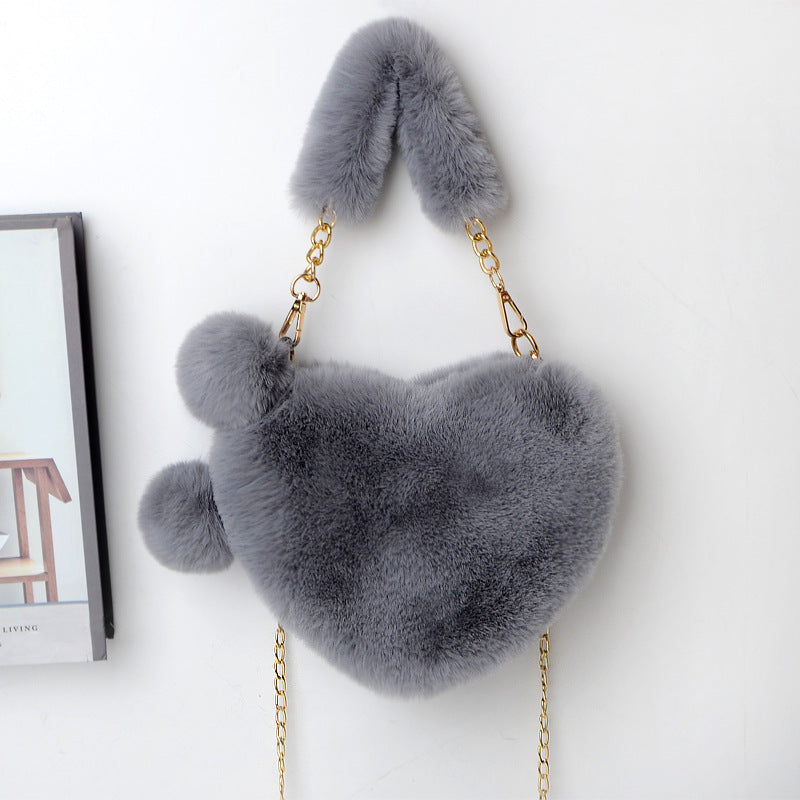 Phoebe – Herzformiger Plüsch-Handtasche für Damen